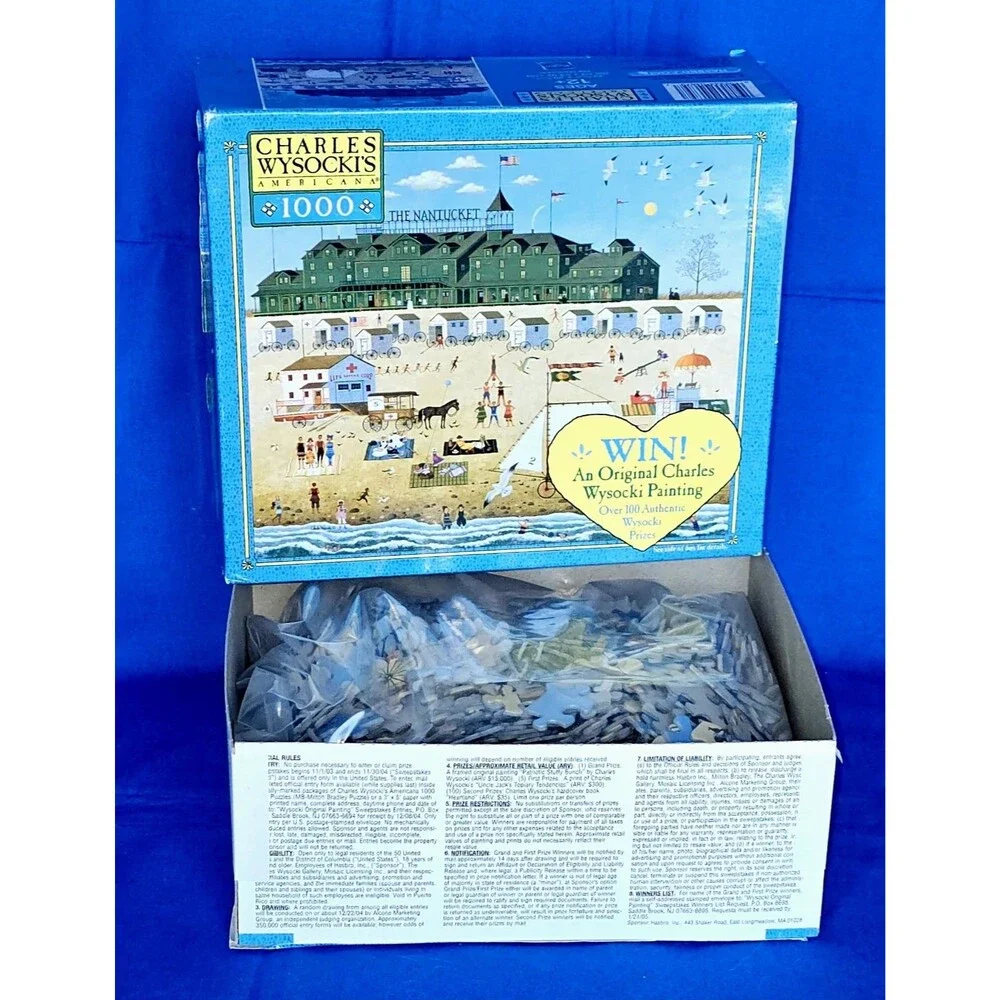 2 Charles Wysocki Americana 1000pc Puzzles COMPLETE Formulating The Plan Nantuck